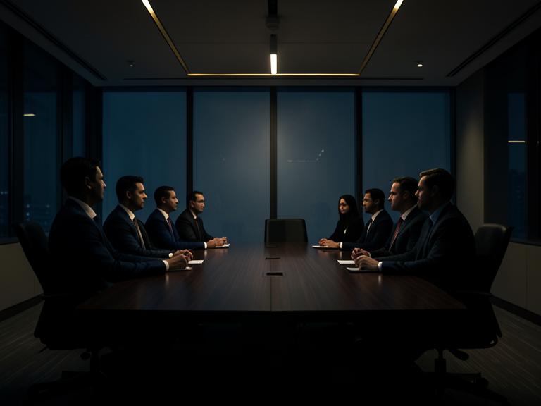 Reunião de executivos em sala de diretoria